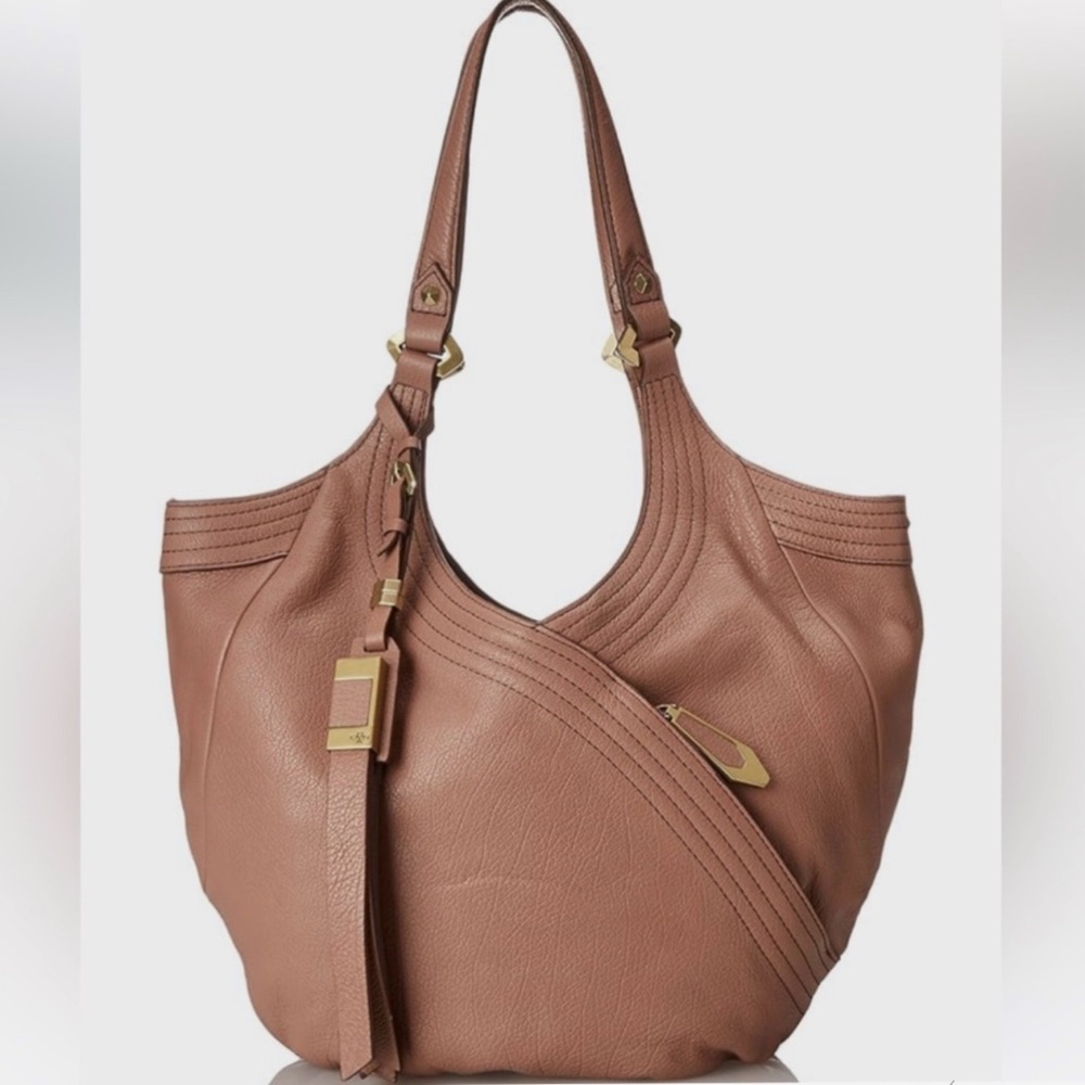 orYANY Tracy Leather Hobo Bag Tassel Pebble Leather Brown Tan Mauve MANY POCKETS - Picture 5 of 10